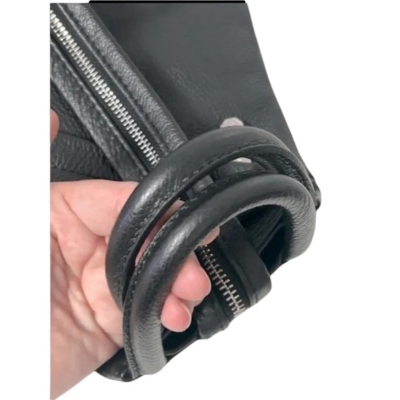 Valentina Italia Carrano Sling Backpack Black Pebbled Leather Duel Handle Bag main image 3